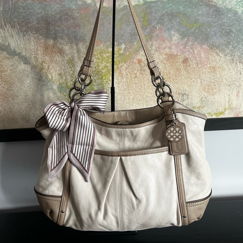 Coach 2010 Alexander Cream Tan Leather Tote Shoulder Bag